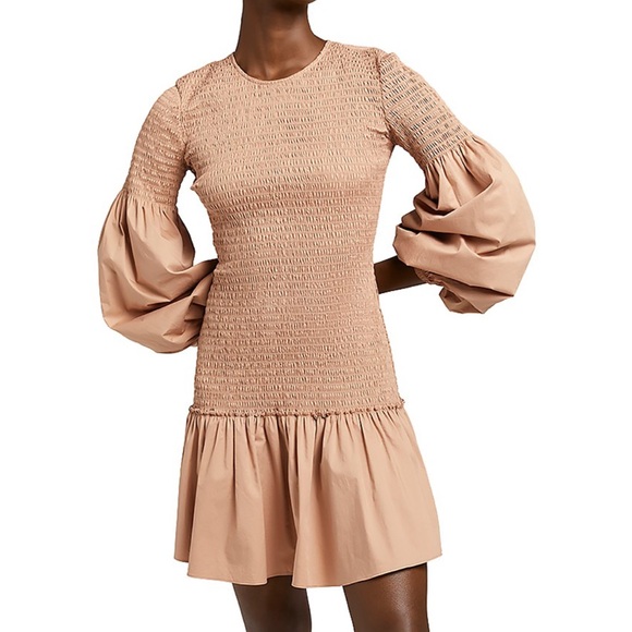 A.L.C. Dresses & Skirts - ALC Kora Smocked Puff Sleeve Dress - Like New - Size 0 - Desert Beige